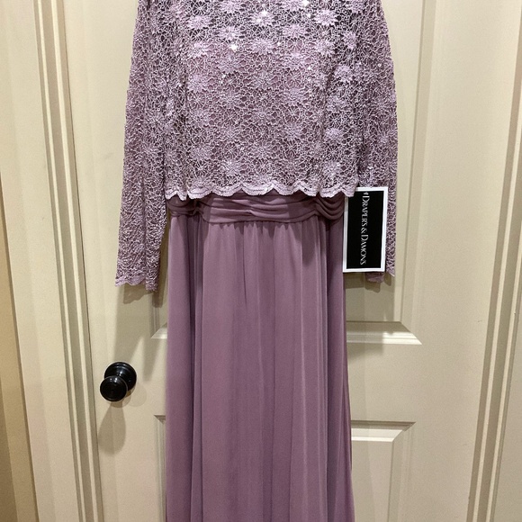 Drawers & Damons ladies sequin lace lilac Midi Cocktail dress - sz 14P - nwt - Picture 1 of 6